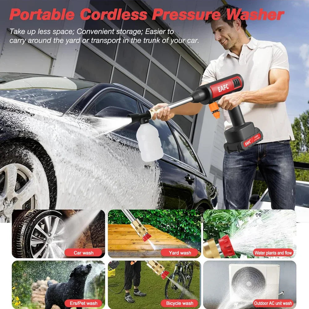 EAFC Cordless 60Bar Electric High Pressure Car Wash Gun Foam