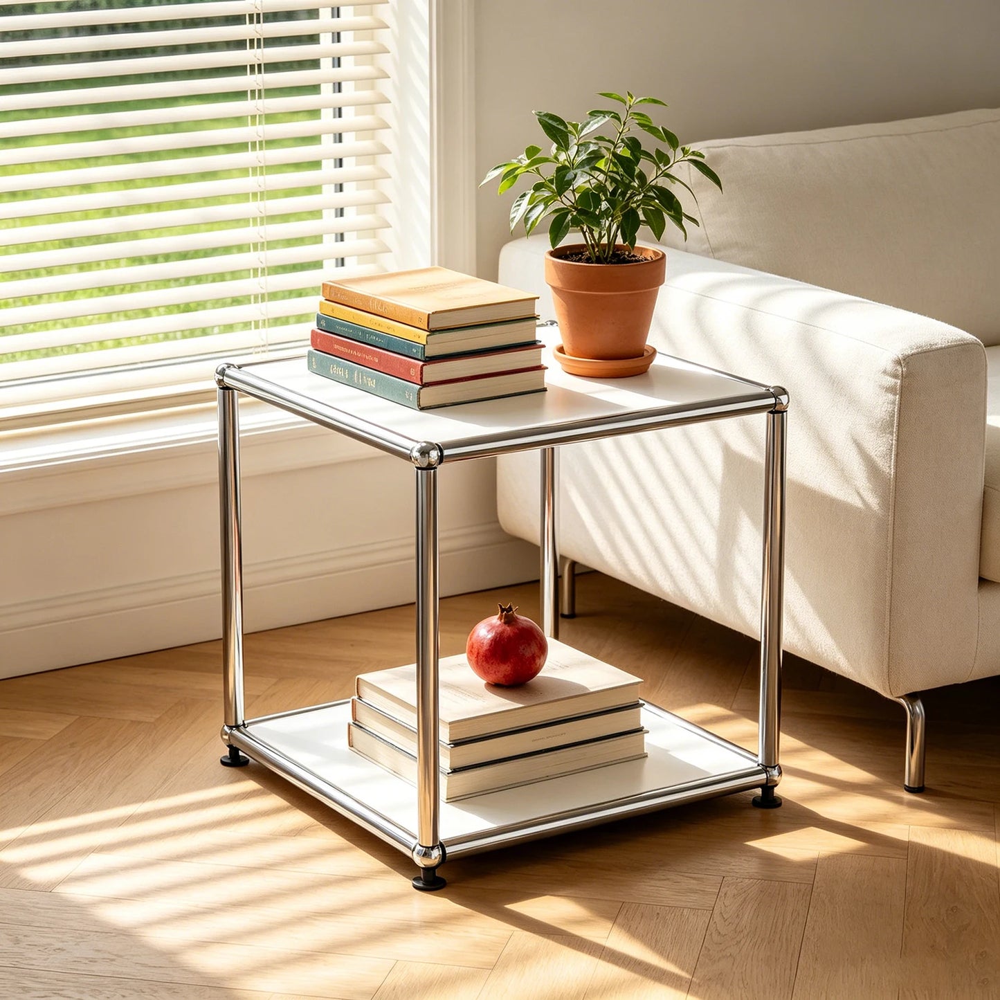 Furgle Modern Minimalist Side End Table With Metal Frame
