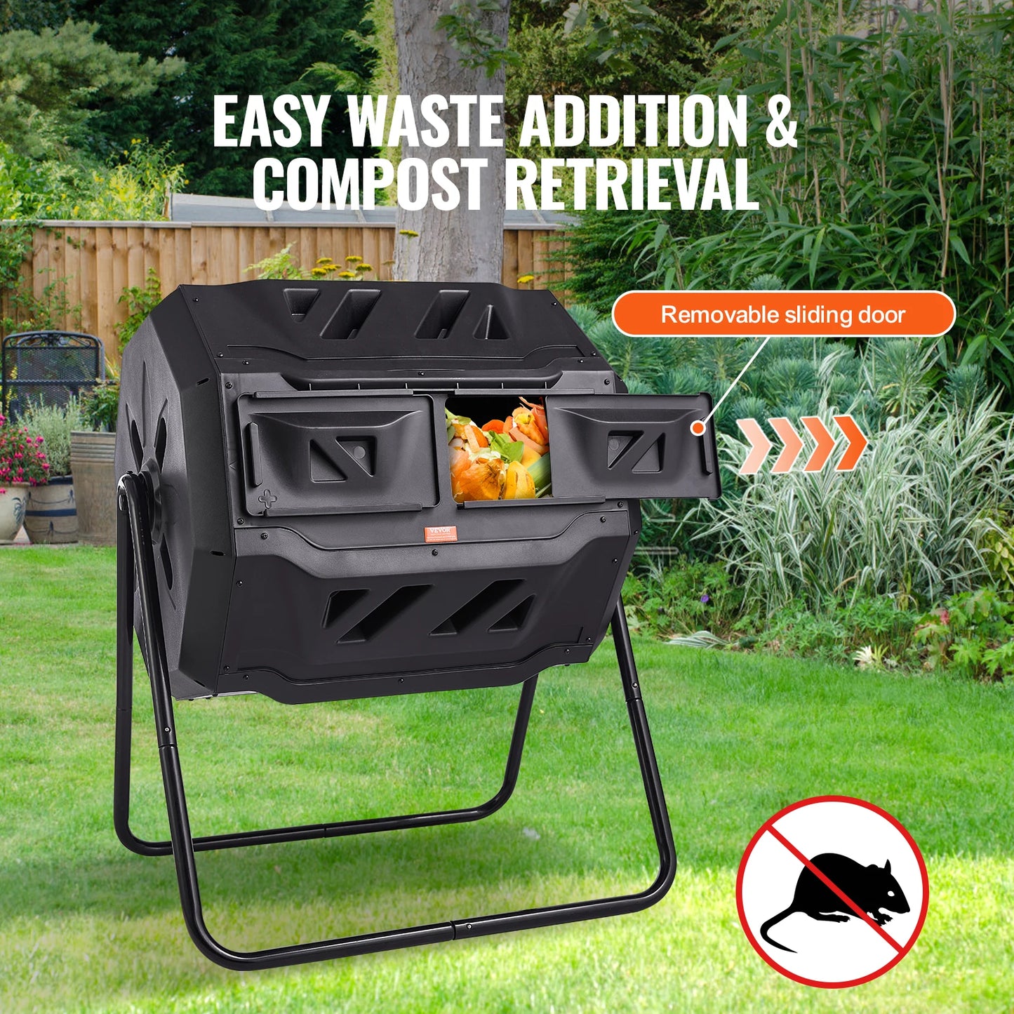 43-Gallon Tumbling Dual Chamber Composter For Garden And Kitchen
