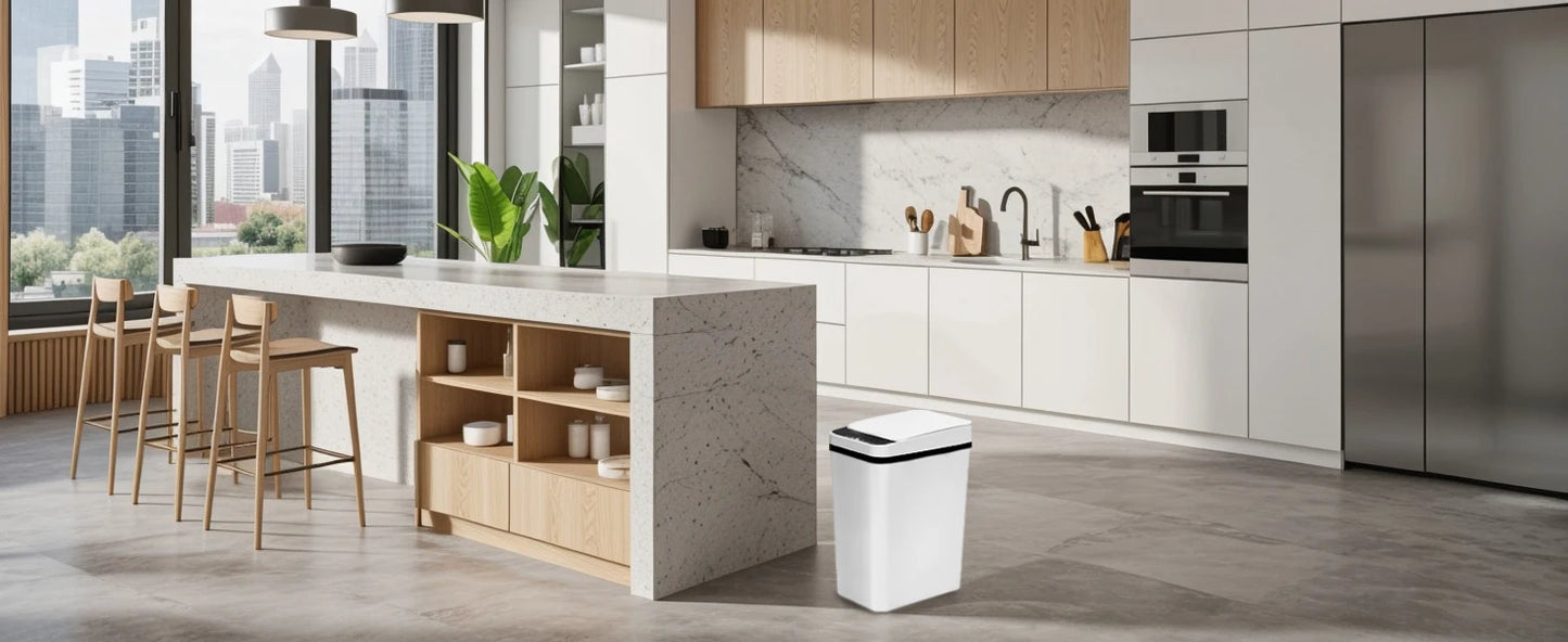 Two Pack Touchless Motion Sensor Trash Cans With Slim Lid