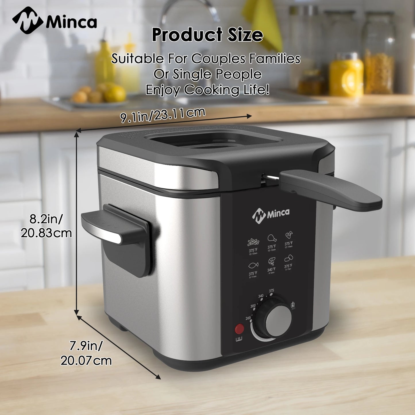 M Minca Electric Deep Fryer With Viewing Window Adjustable Temperature