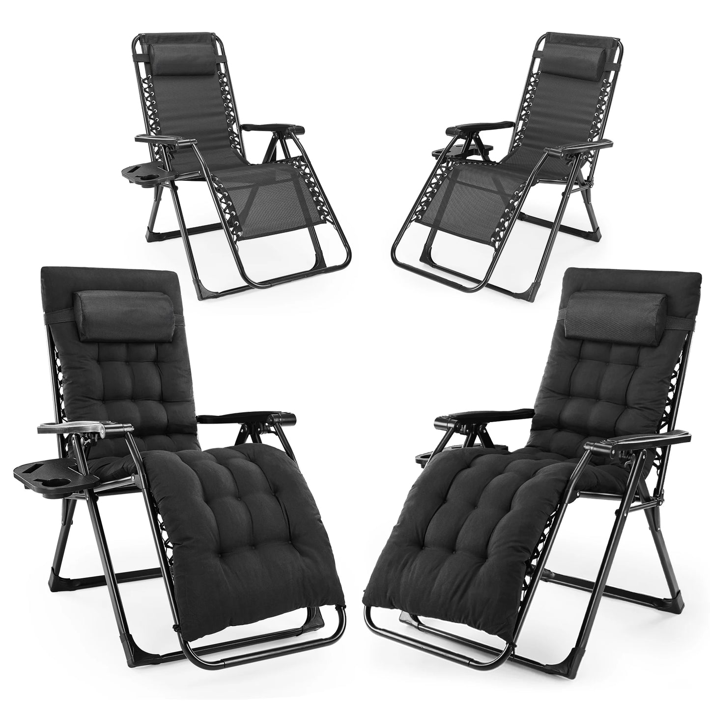 JHK Zero Gravity Recliner Outdoor Patio Lounge Chair With Cupholder