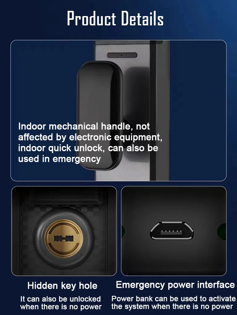 YKESDL 3D Face Recognition Biometric Door Lock With Camera