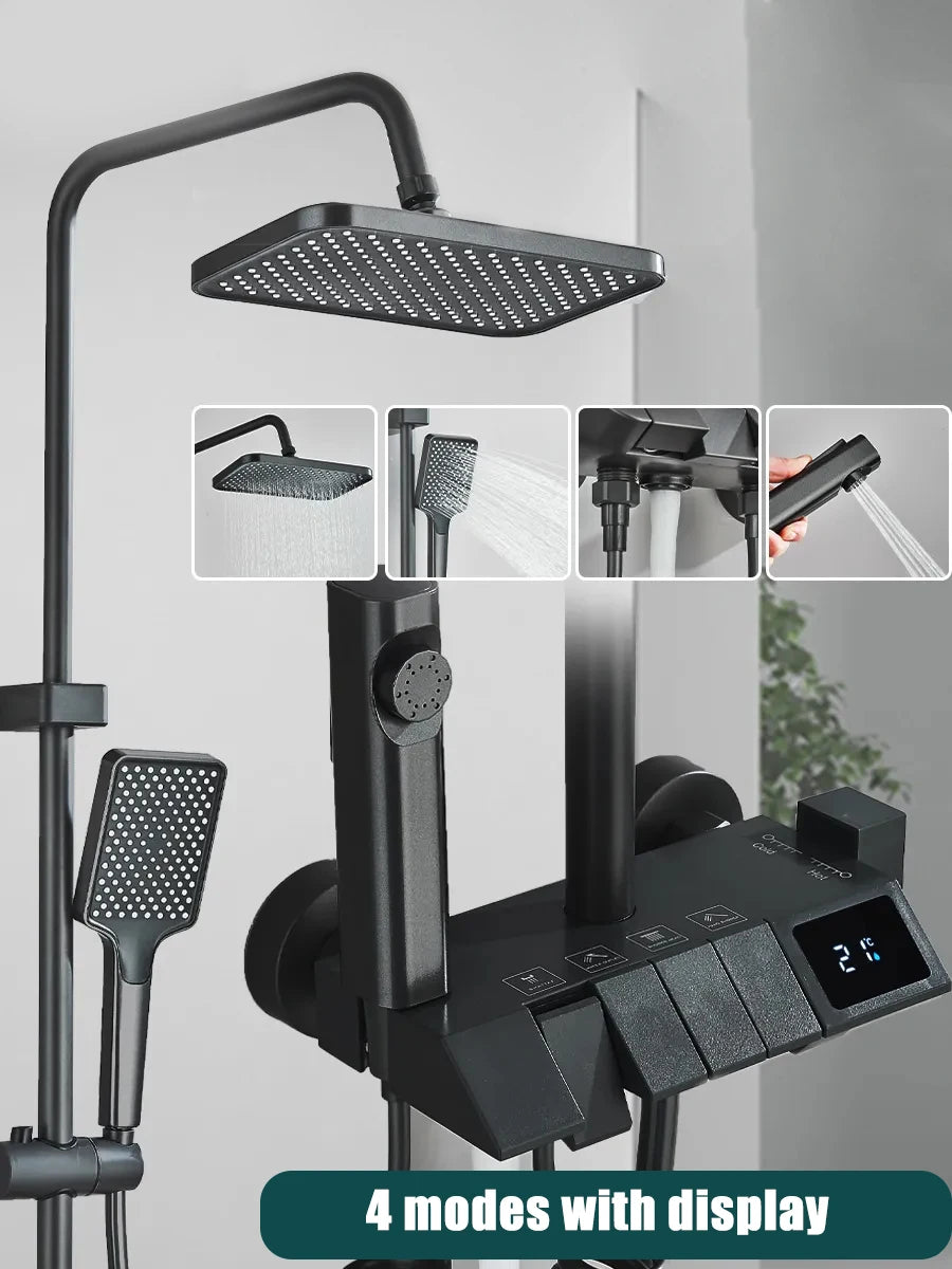 Onyzpily Shower Faucet Set With 4-Way Rainfall System