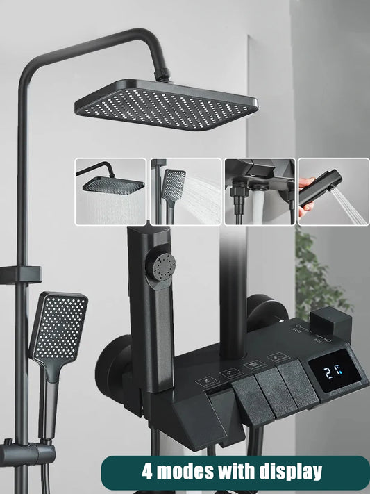 Onyzpily Shower Faucet Set With 4-Way Rainfall System