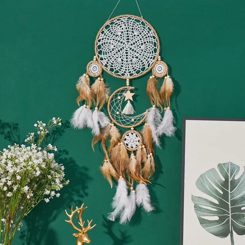 Handcrafted Bohemian Dream Catcher Moon Sun Wall Decor