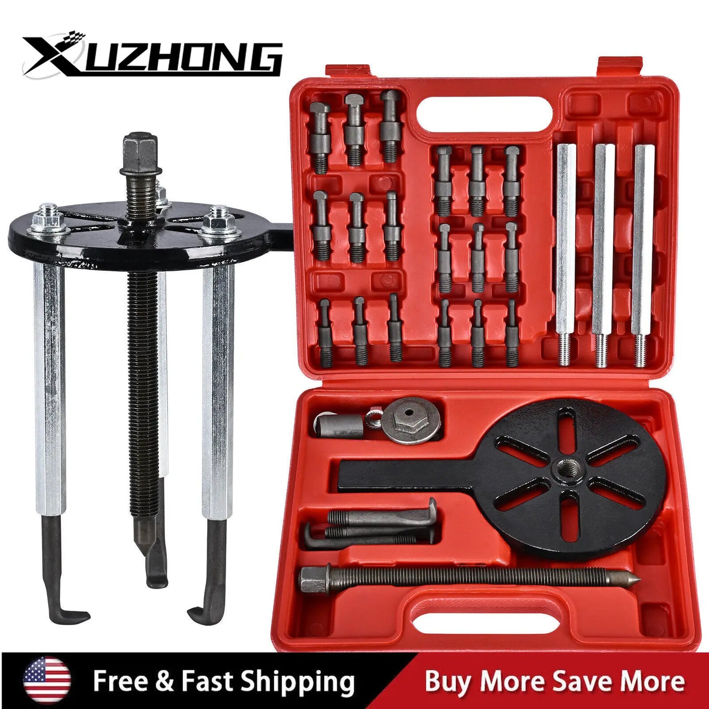 21 In 1 Bearing Disassembly Puller Set With Inner Hole Tool And Three Jaw