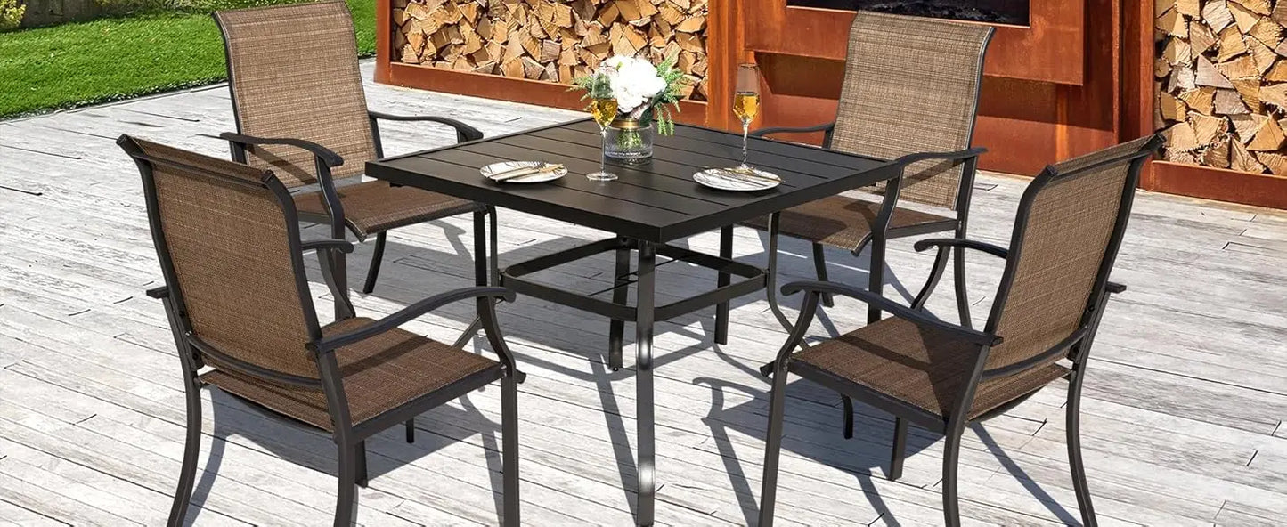 5Piece Patio Dining Set With Umbrella Hole Table And Chairs