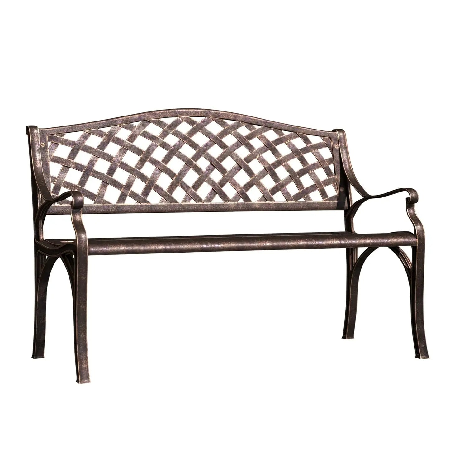 Aluminum Outdoor Garden Bench With Armrests For Patio And Yard