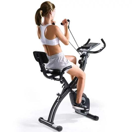 Foldable Magnetic Upright Exercise Bike With Pulse Sensor LCD Monitor