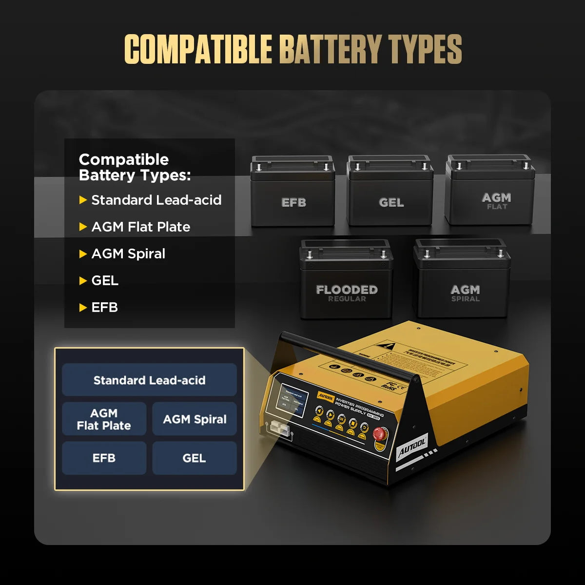 AUTOOL EM365 Vehicle 12V Programming Power Supply and Battery Charger