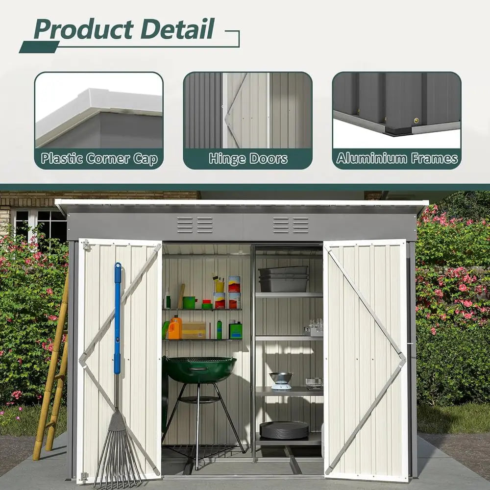 Galvanized Steel Outdoor Storage Shed For Backyard Garden