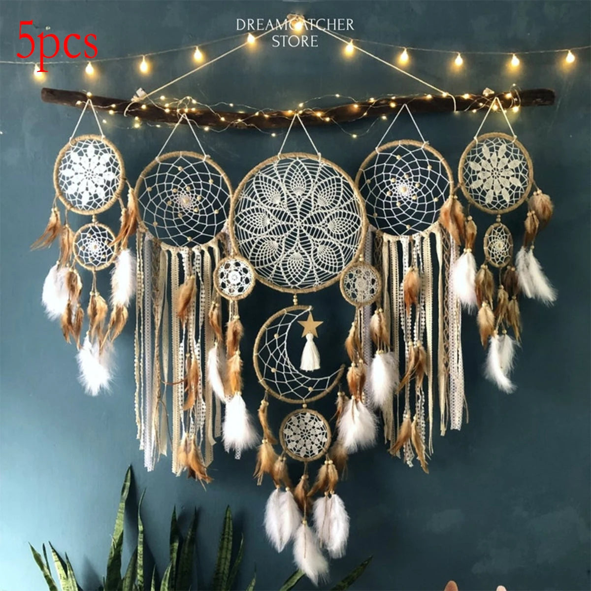 Handcrafted Bohemian Dream Catcher Moon Sun Wall Decor
