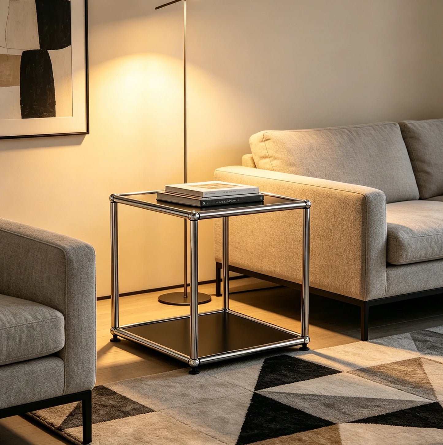 Furgle Modern Minimalist Side End Table With Metal Frame