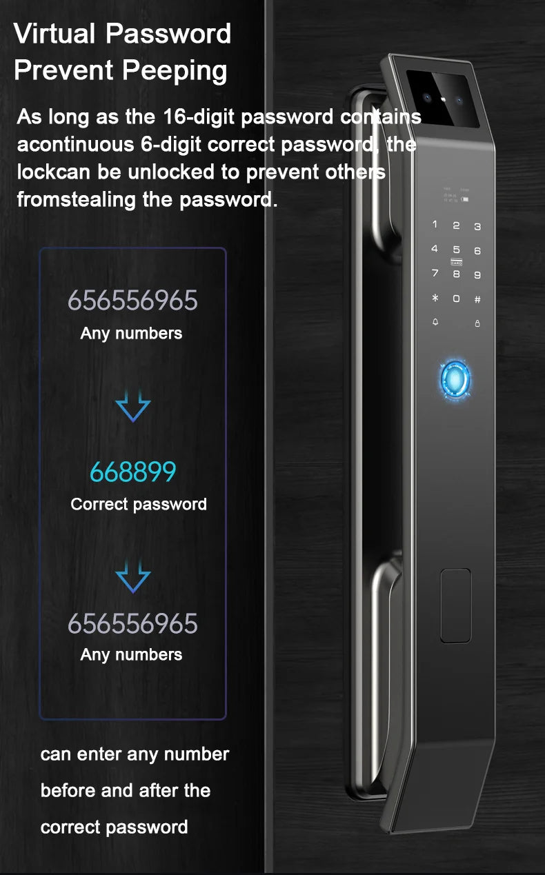 YKESDL 3D Face Recognition Biometric Door Lock With Camera