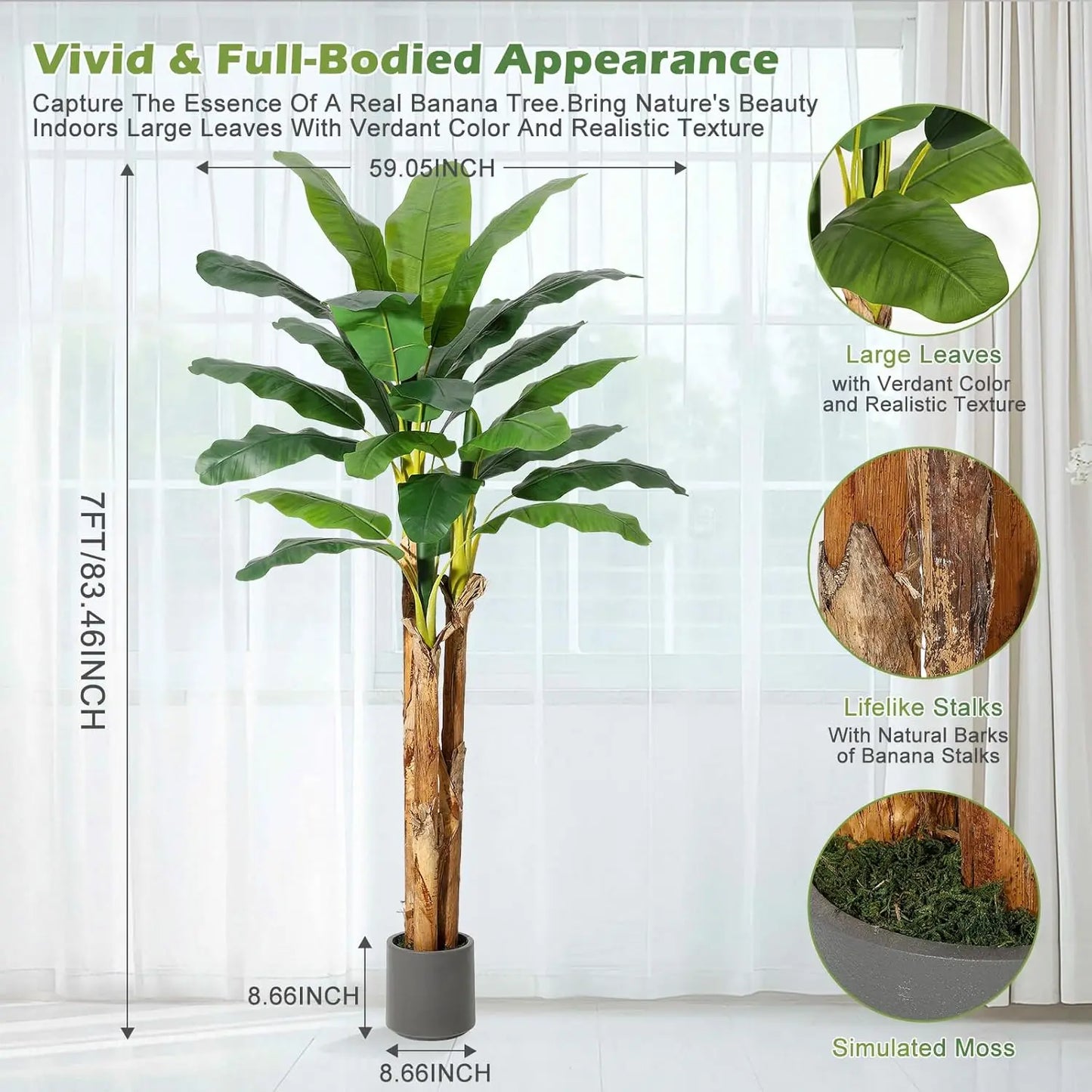 HiMISS Artificial Banana Tree With Planter For Home Decor