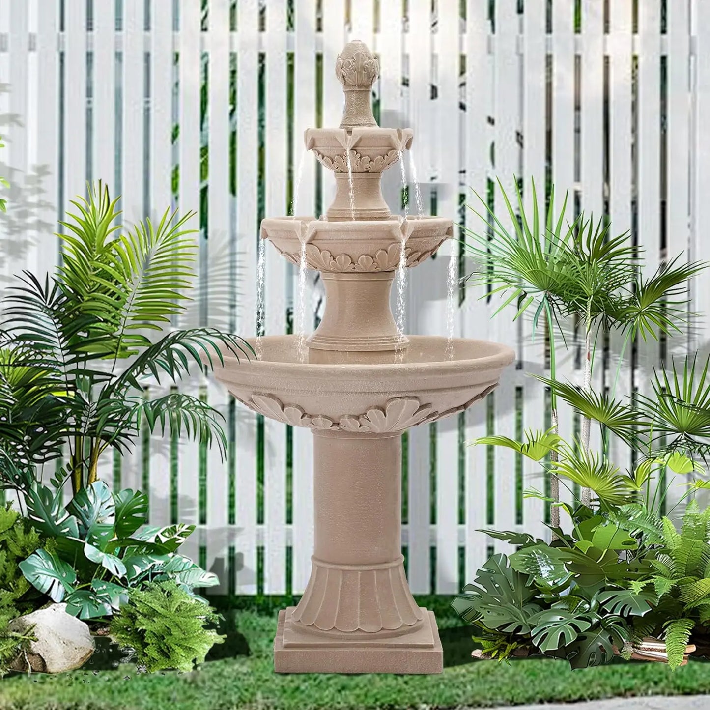 Outdoor 3 Tier Pineapple Top Floor Waterfall Fountain With Pump