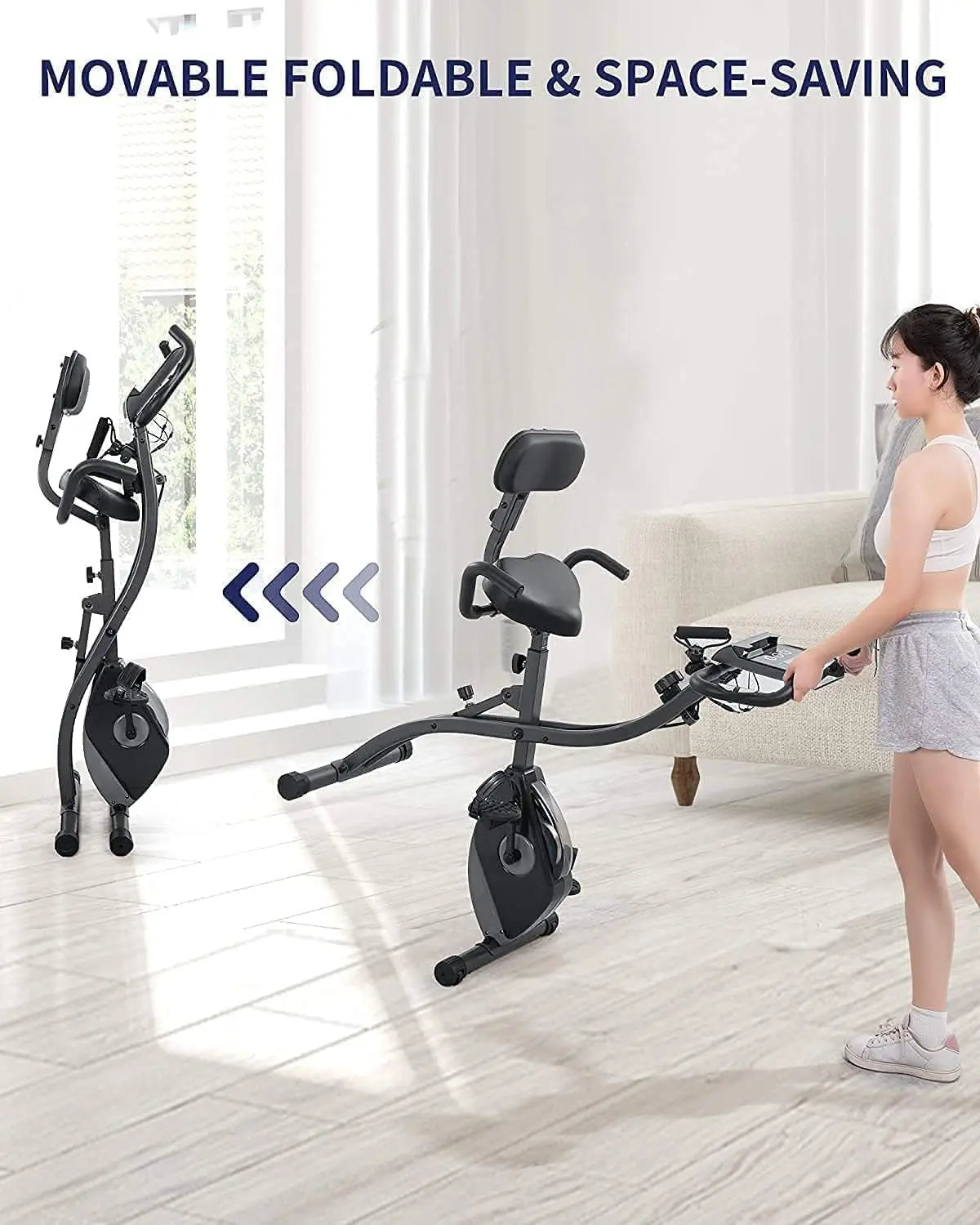 Foldable Magnetic Upright Exercise Bike With Pulse Sensor LCD Monitor