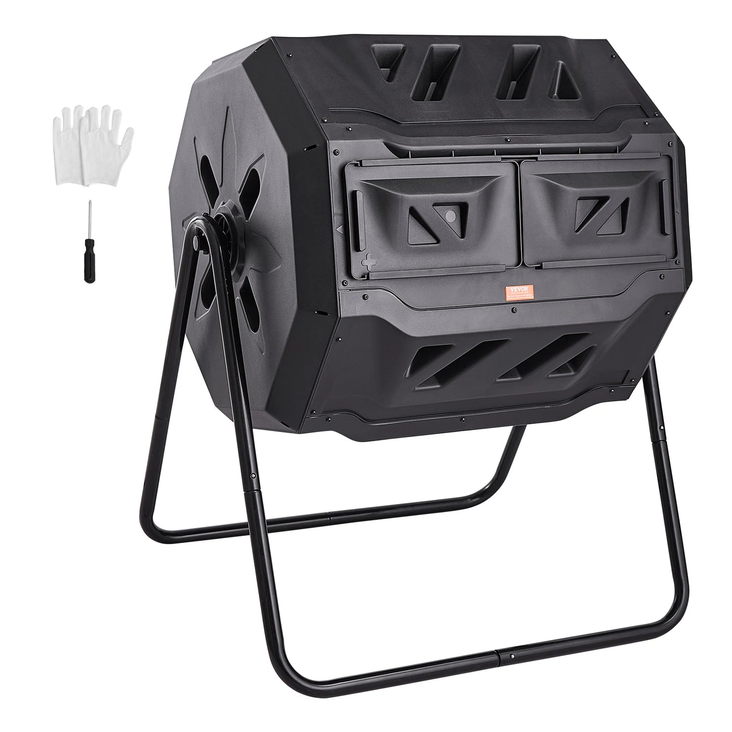 43-Gallon Tumbling Dual Chamber Composter For Garden And Kitchen