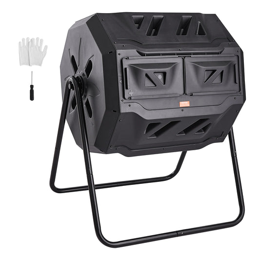 43-Gallon Tumbling Dual Chamber Composter For Garden And Kitchen