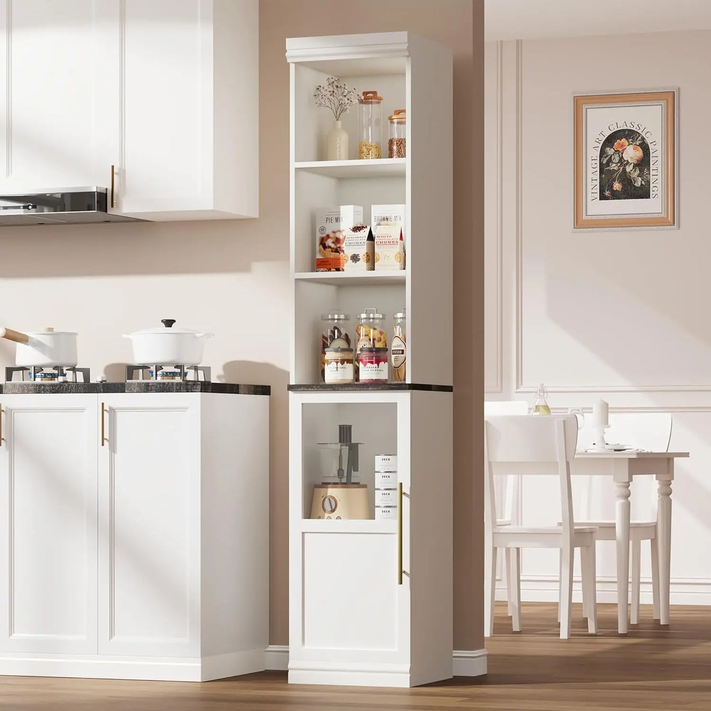 HiMISS Narrow Bathroom Cabinet With Glass Door Slim Storage Unit