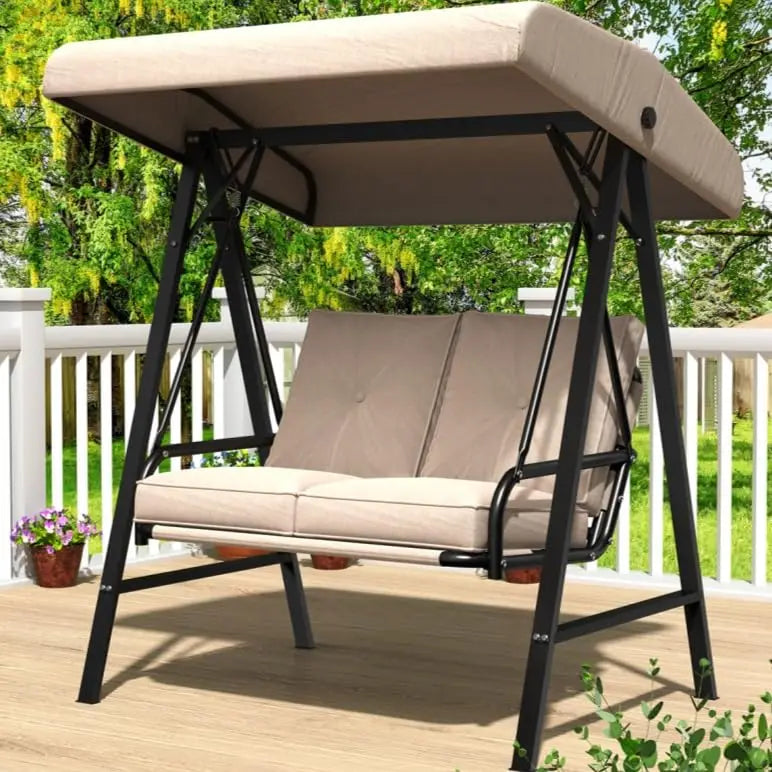 General Outdoor Porch Swing With Canopy 600LBS Capacity 2 Seats