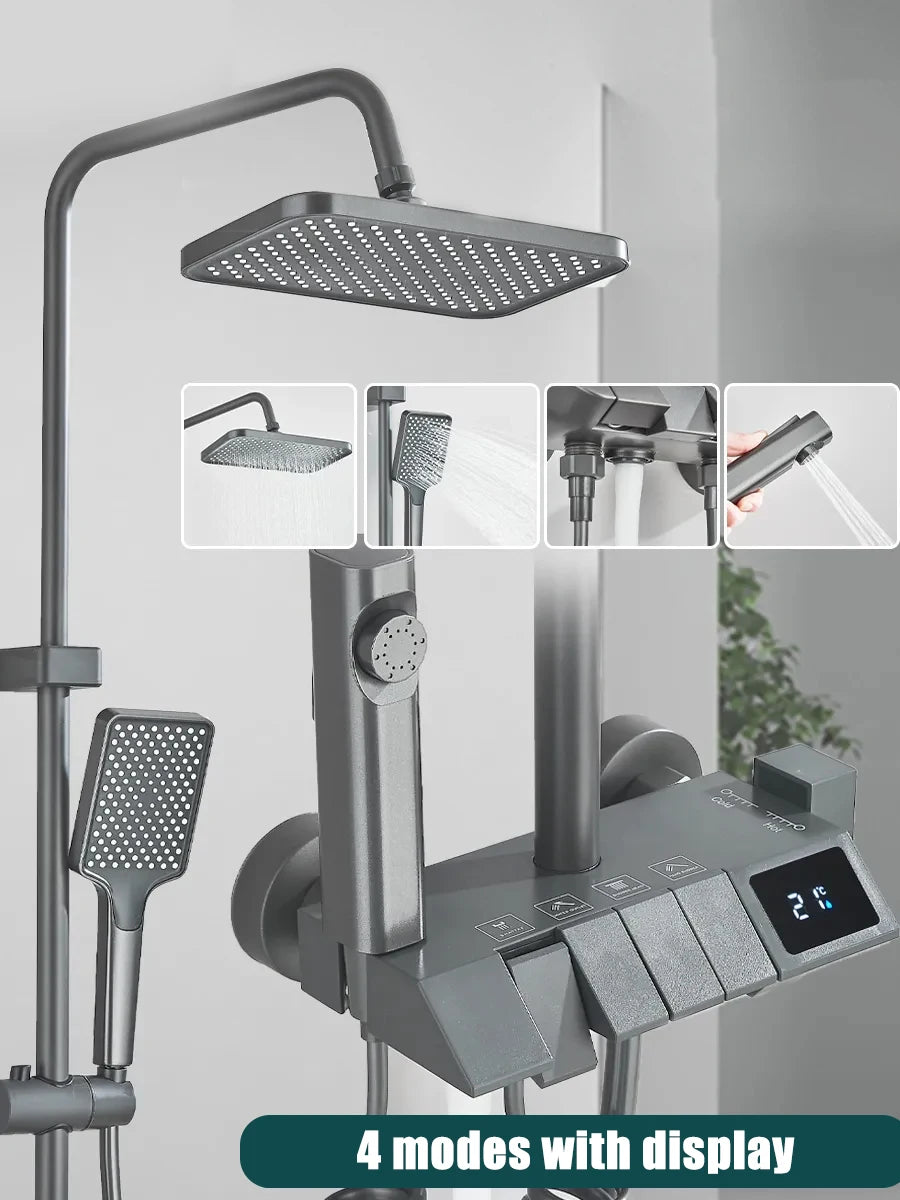 Onyzpily Shower Faucet Set With 4-Way Rainfall System