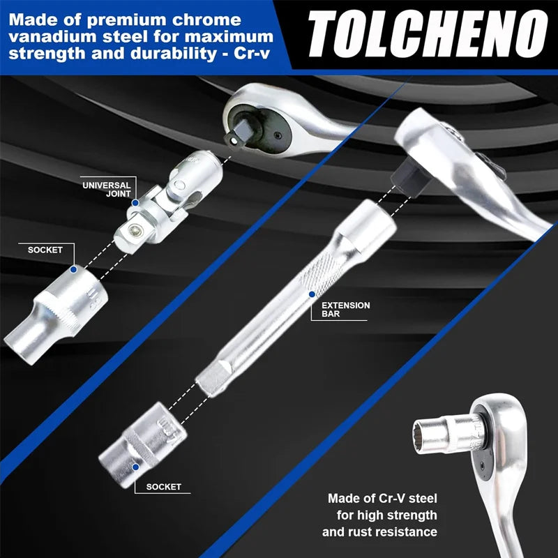 172 Pcs Multi Function Car Socket Ratchet Wrench Tool Kit