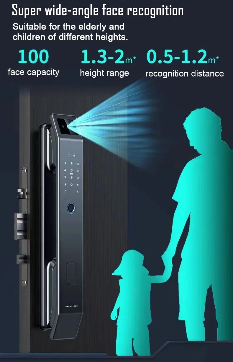 YKESDL 3D Face Recognition Biometric Door Lock With Camera