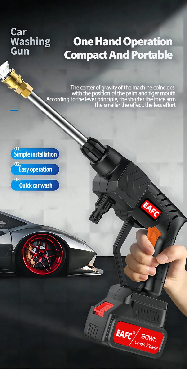 EAFC Cordless 21V High Pressure Car Washer Gun 60 Bar 80Wh
