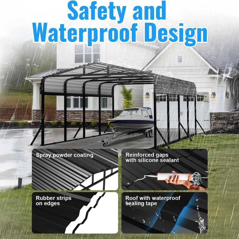 Heavy Duty Metal Carport Kit For Trucks Boats RVs Anchored