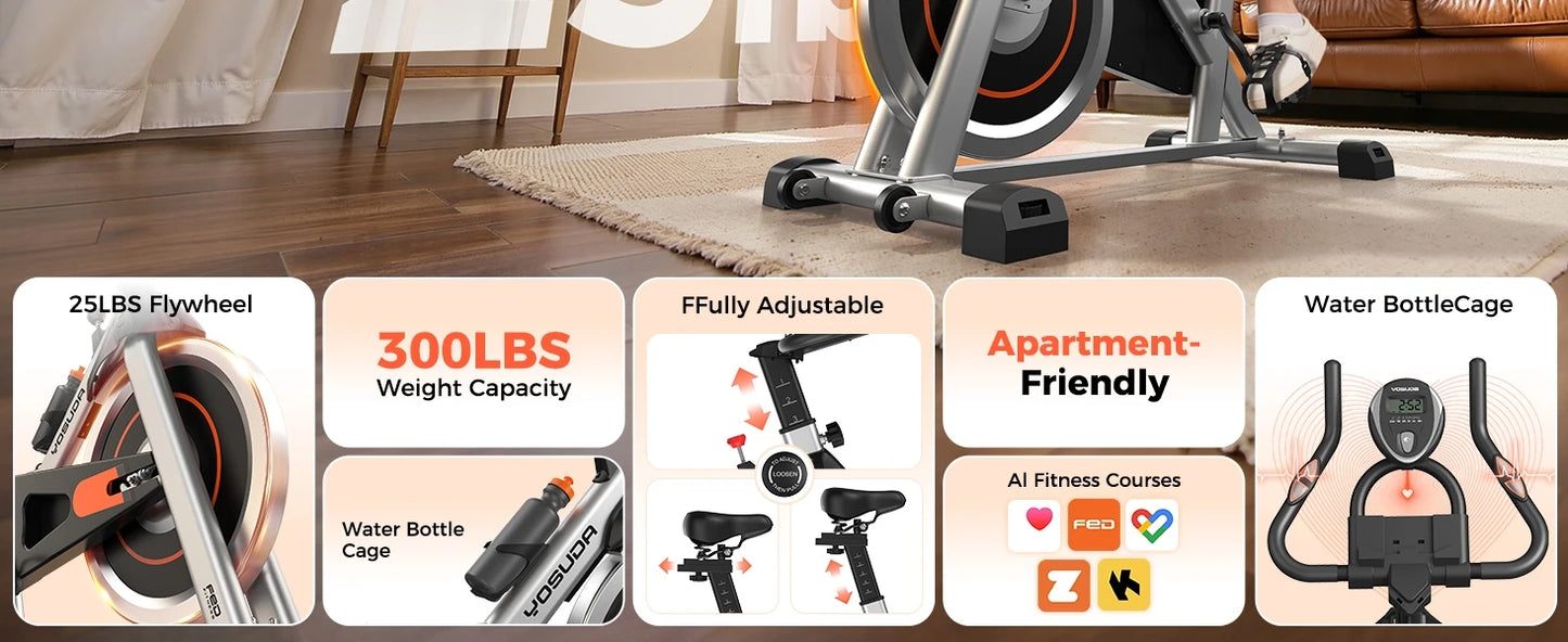 YOSUDA Magnetic Indoor Exercise Bike With App Control