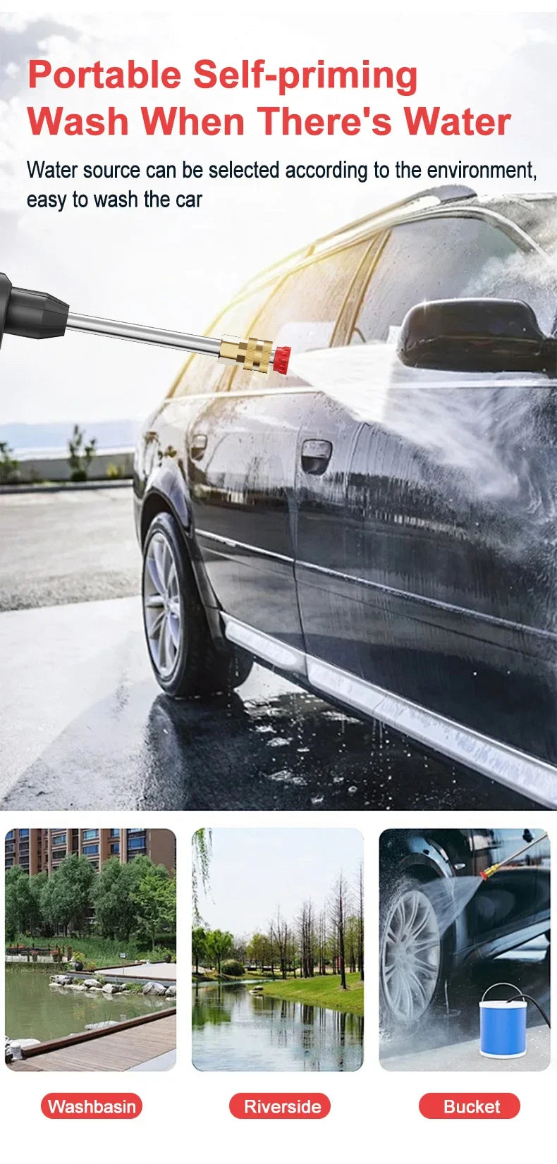 EAFC Cordless 60Bar Electric High Pressure Car Wash Gun Foam