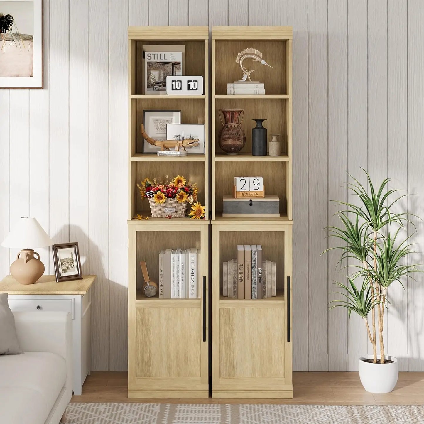 HiMISS Narrow Bathroom Cabinet With Glass Door Slim Storage Unit