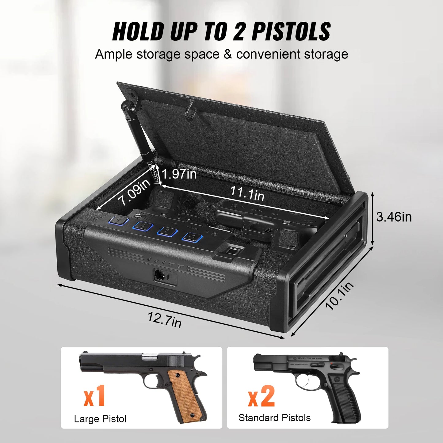 VEVOR Pistol Safe With Three Way Quick Access Biometric Lock