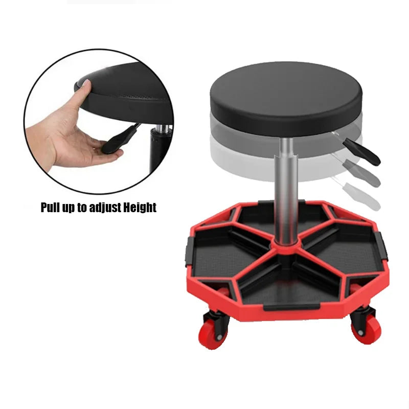 Heavy Duty Rolling Pneumatic Creeper Stool With Tool Tray