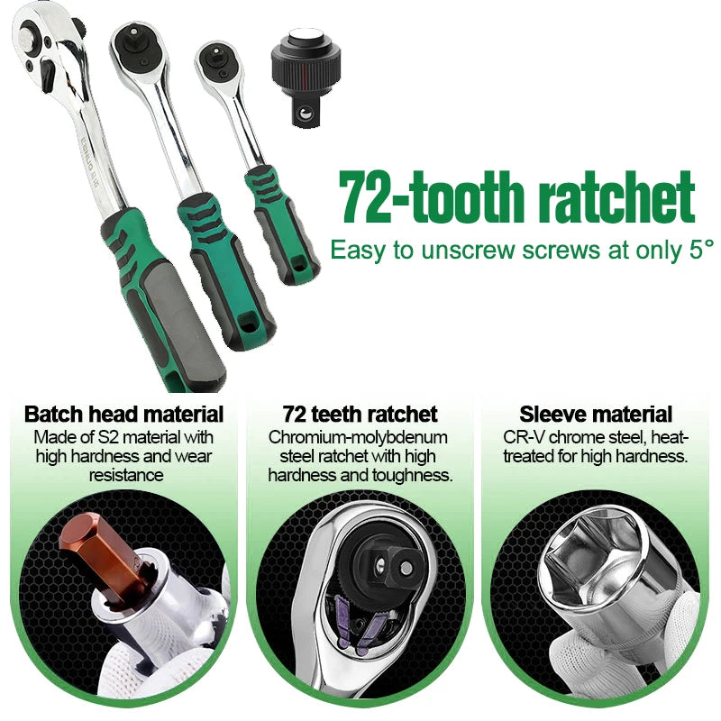 151-Piece Premium Automotive Tool Kit With Ratchet Torque Wrench