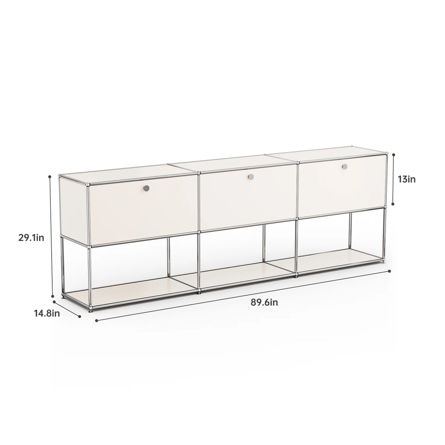 Stainless Steel Storage Cabinet Sideboard With Metal Shelves Living Room