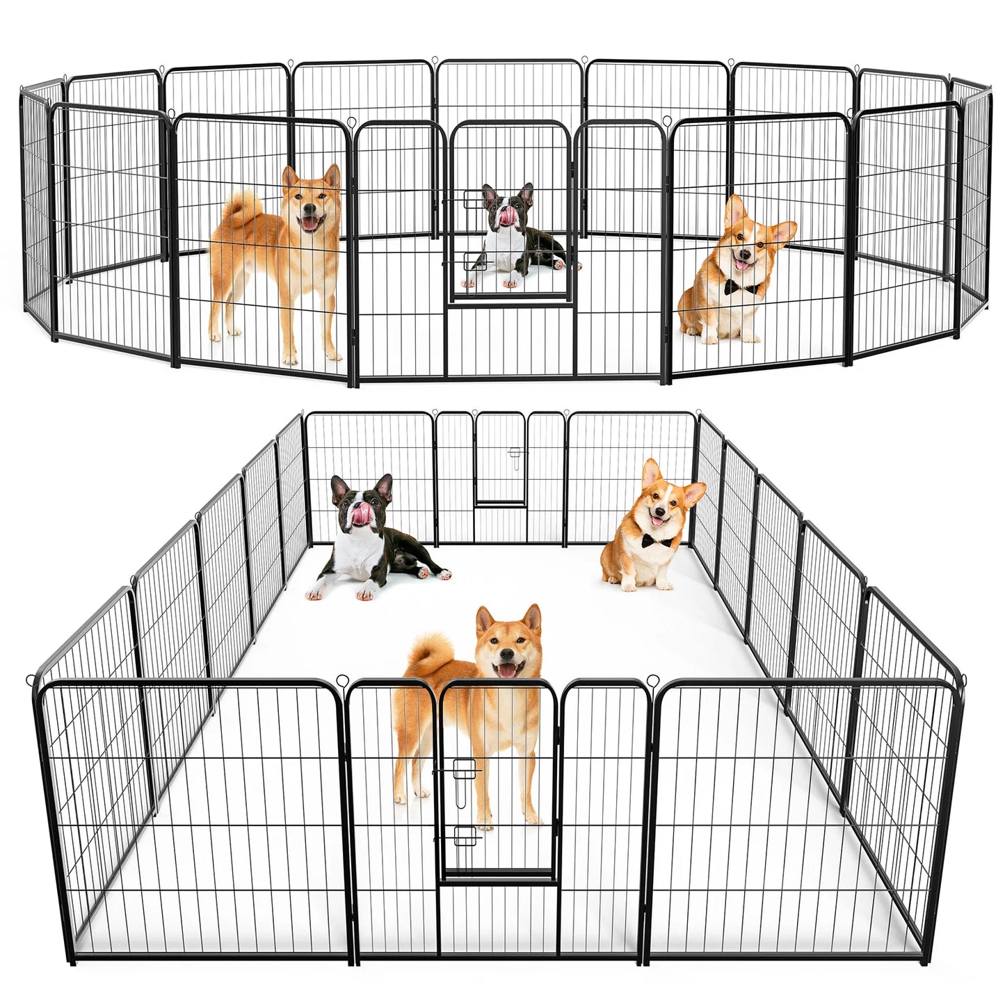JHK 16 Panels Dog Playpen Metal Fence Foldable Outdoor