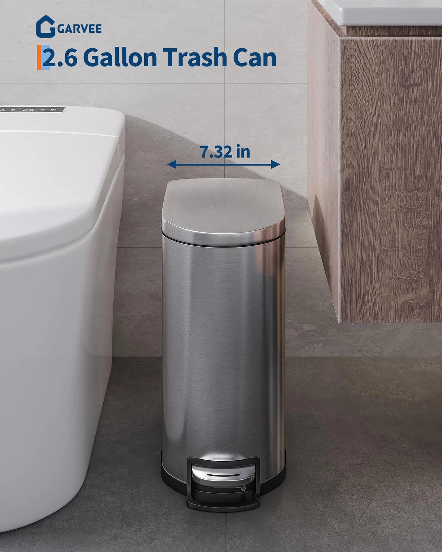 TWISTER.CK Durable Step On Stainless Steel Kitchen Trash Can Set