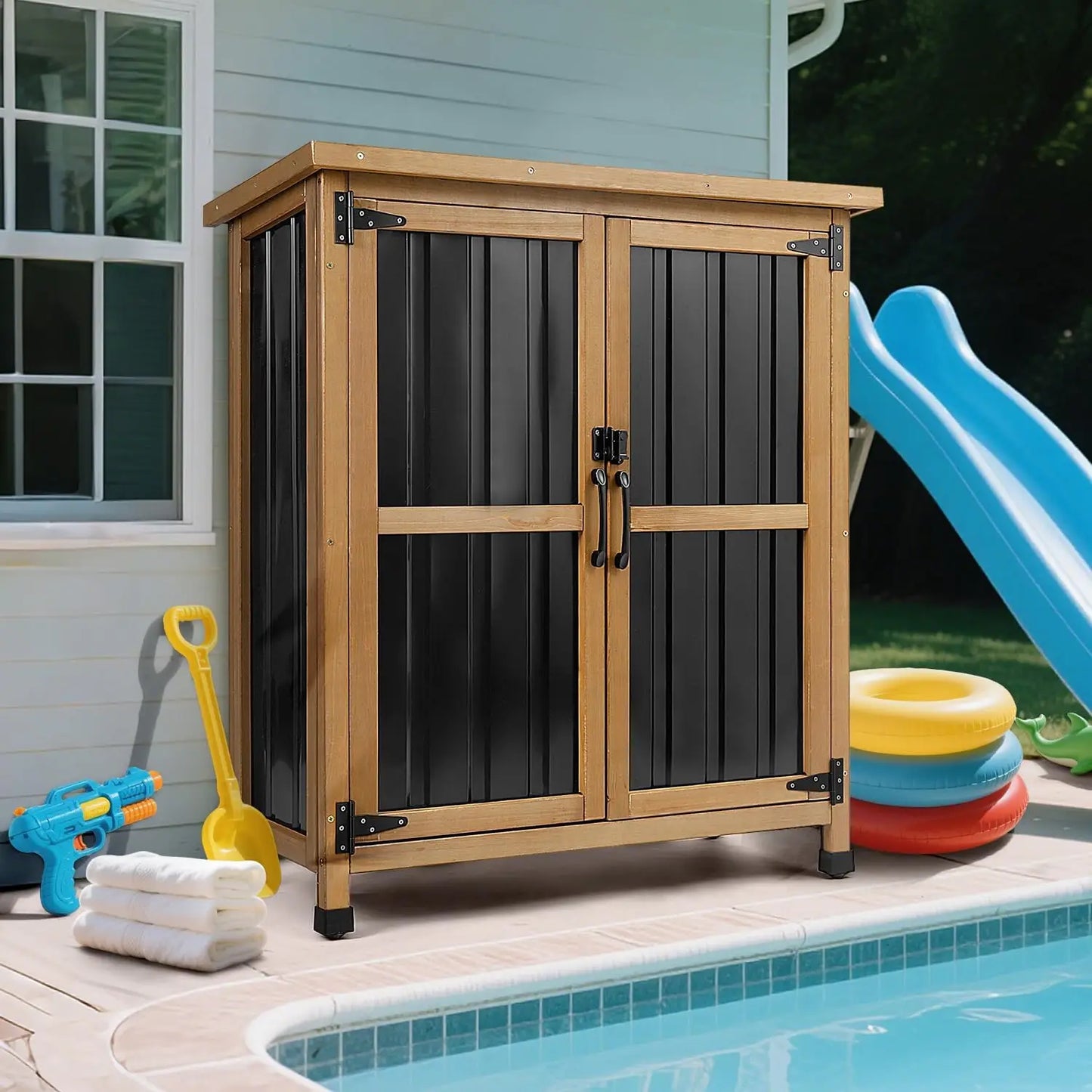 PetsCosset Outdoor Storage Shed For Garden Tools And Supplies