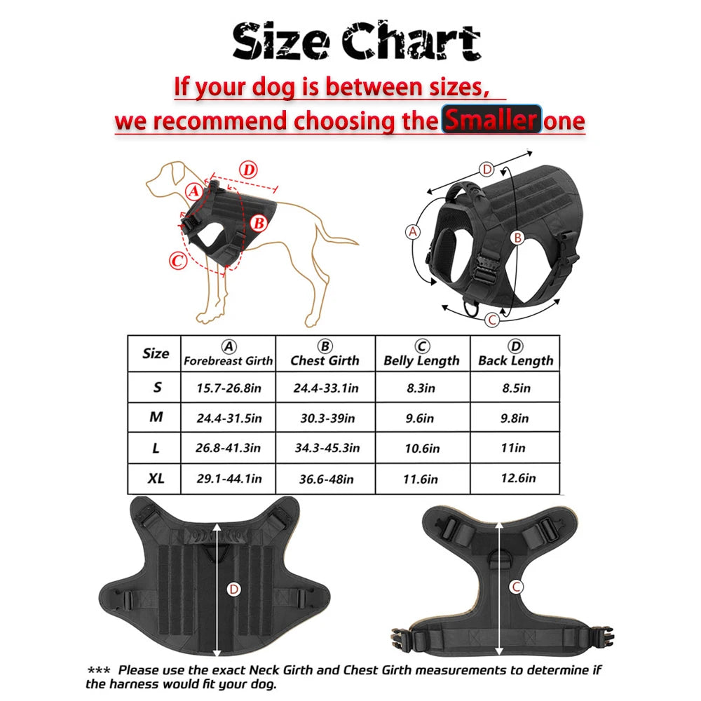 PETRAVEL Tactical Dog Harness Leash Set for Large Dogs Training