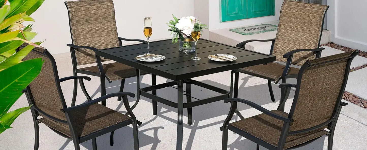 5Piece Patio Dining Set With Umbrella Hole Table And Chairs