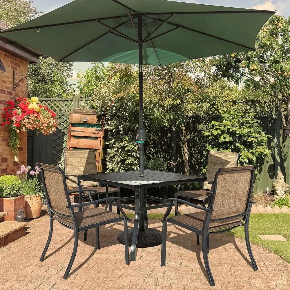 5Piece Patio Dining Set With Umbrella Hole Table And Chairs