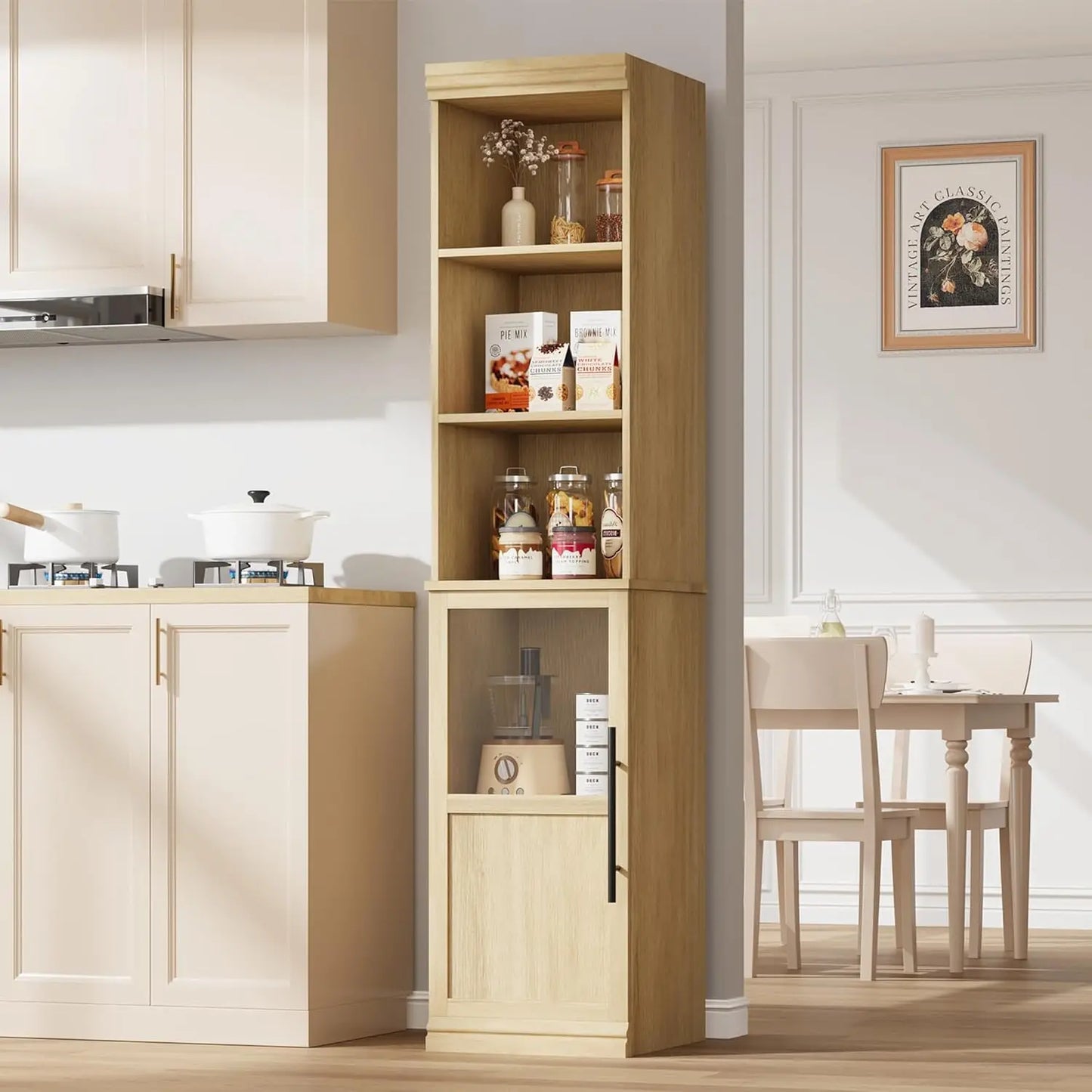 HiMISS Narrow Bathroom Cabinet With Glass Door Slim Storage Unit