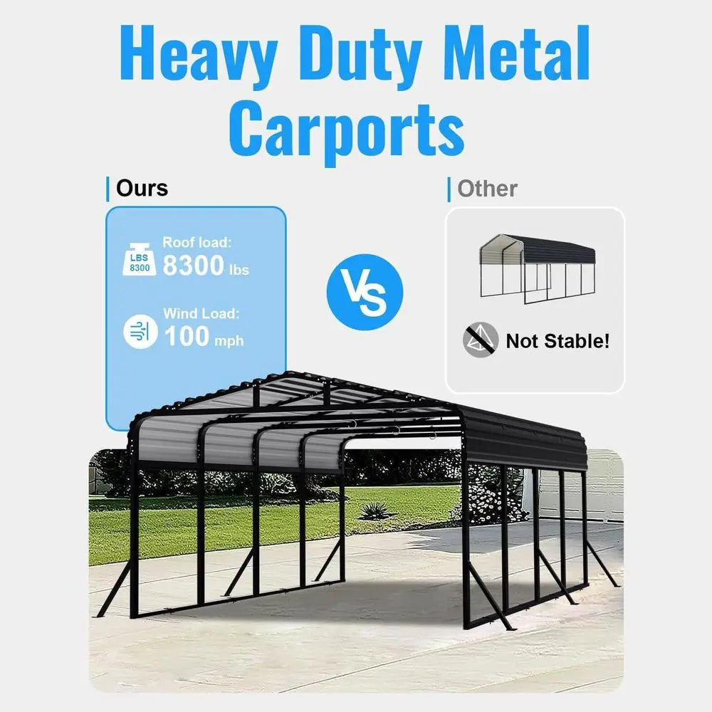 Heavy Duty Metal Carport Kit For Trucks Boats RVs Anchored