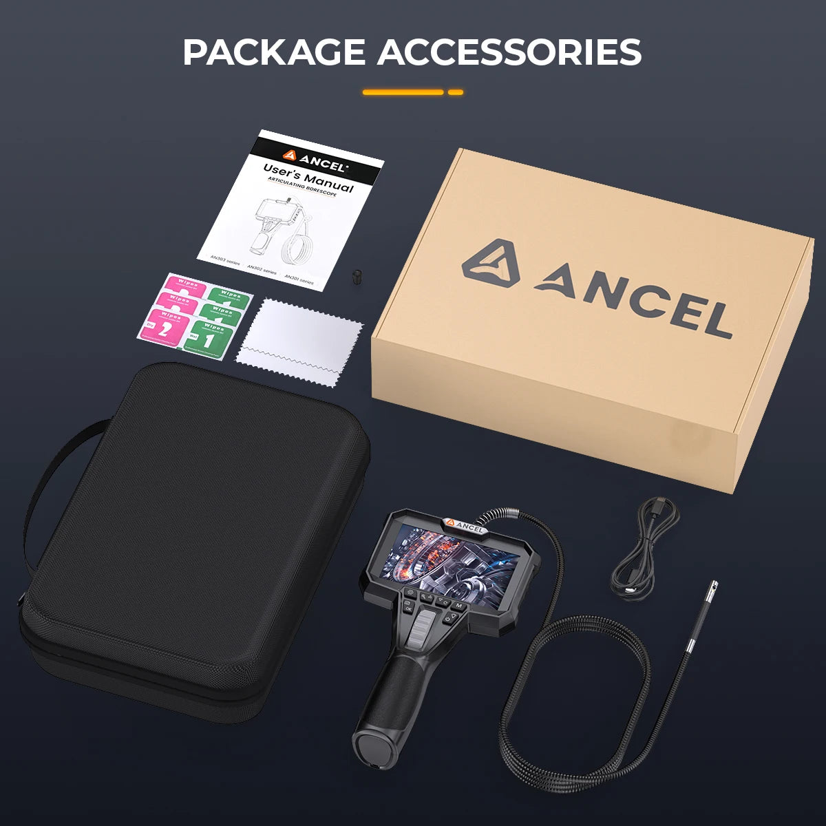 Ancel AN302 Two Way Articulating Borescope With LED Lights