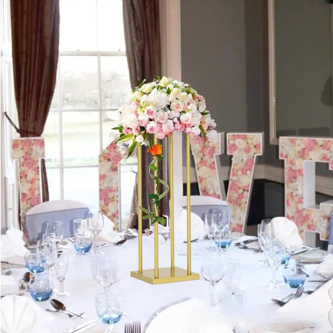 Gold Metal Flower Stand Set for Wedding Decorations and Centerpieces
