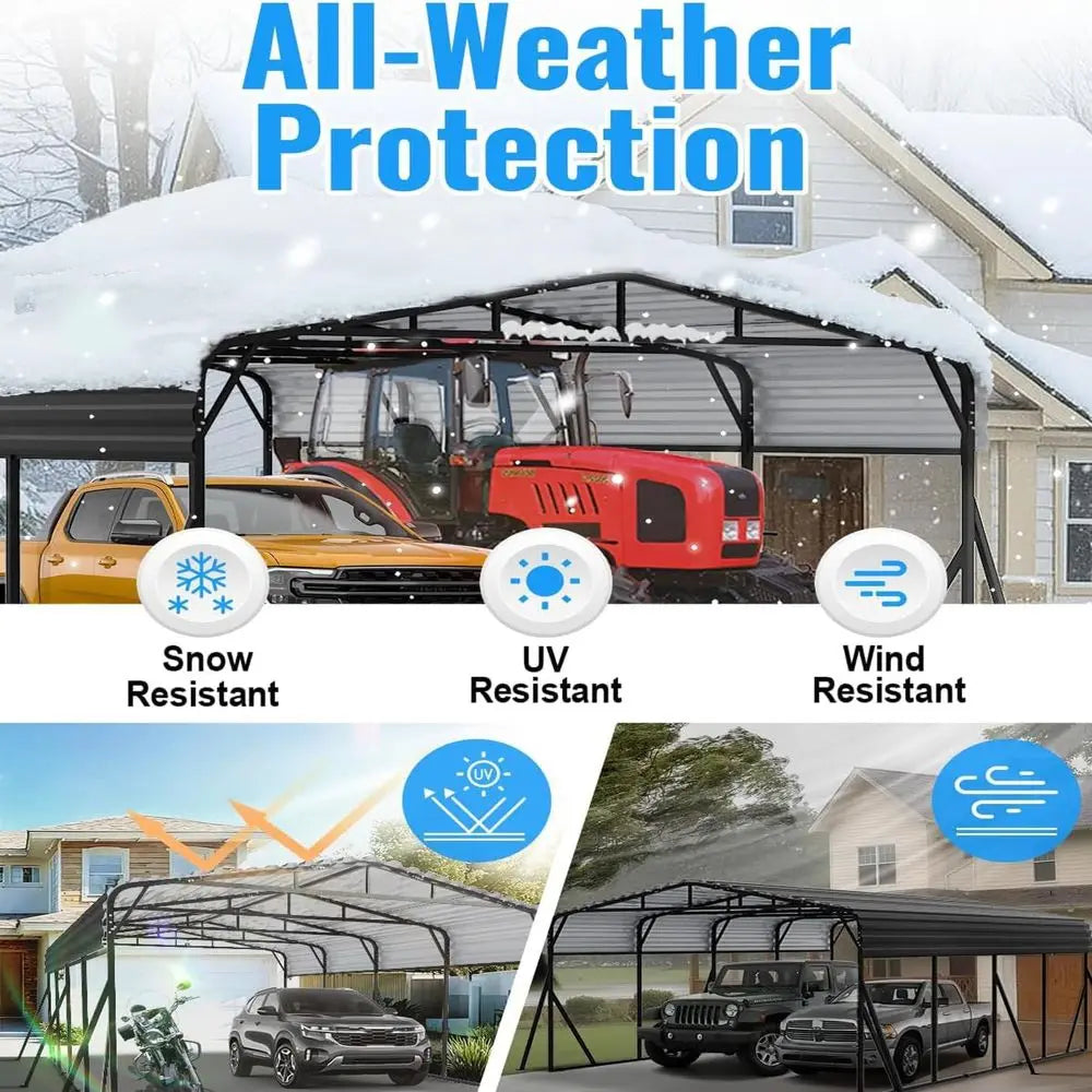 Heavy Duty Metal Carport Kit For Trucks Boats RVs Anchored