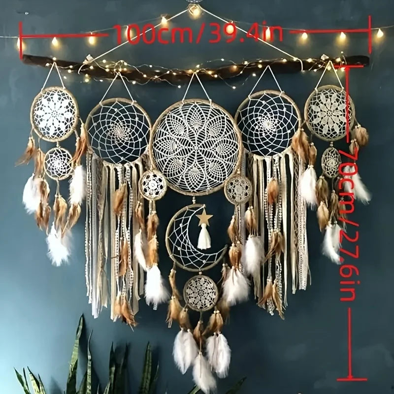 Handcrafted Bohemian Dream Catcher Moon Sun Wall Decor